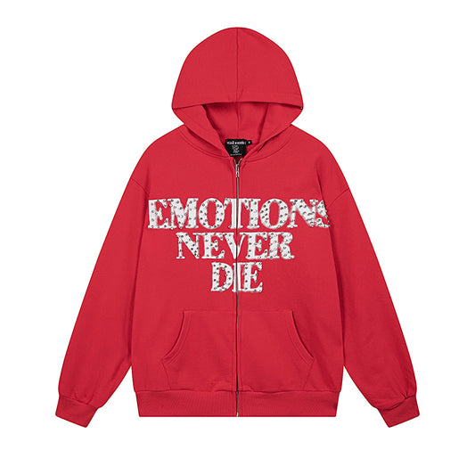 Emotions Never Die Zip Hoodie Red